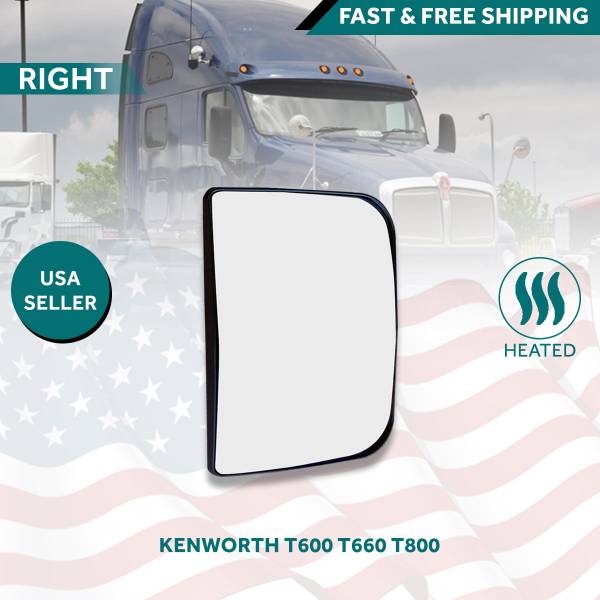 Kenworth T600 T660 T800 Lower Small Glass Mirror Heated Right Passenger Side 2008 To 2016