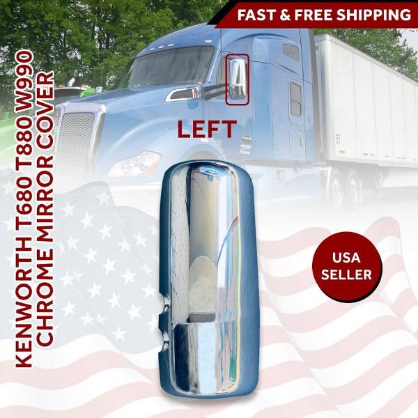 Kenworth Truck T680 T880 Chrome Mirror Cover Left Driver Side 2013 To 2018